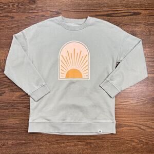 LIV Outdoor Sweatshirt Womens Small Green Crewneck Pullover Fleece Sunrise